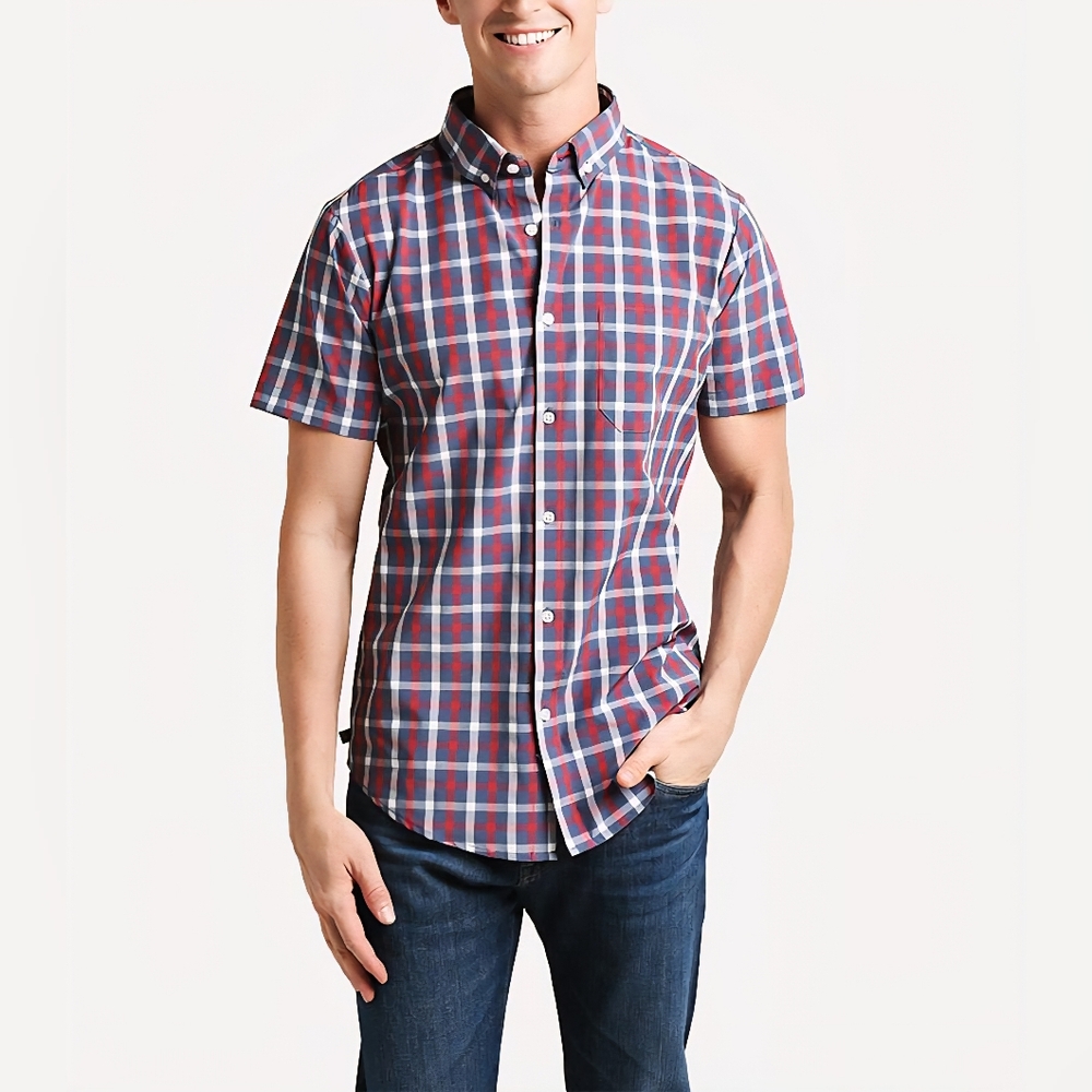 Mizzen Main Ripley Short Sleeve Button Down Shirt Large Trim Fit
